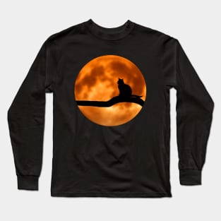 black cat & blood moon Long Sleeve T-Shirt